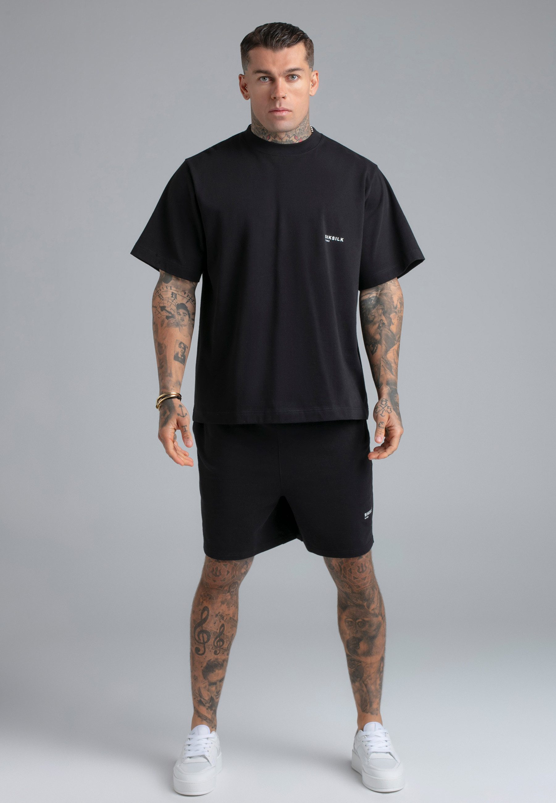Siksilk Sweatanzug SikSilk Herren Schwarz T-Shirt and Shorts Set