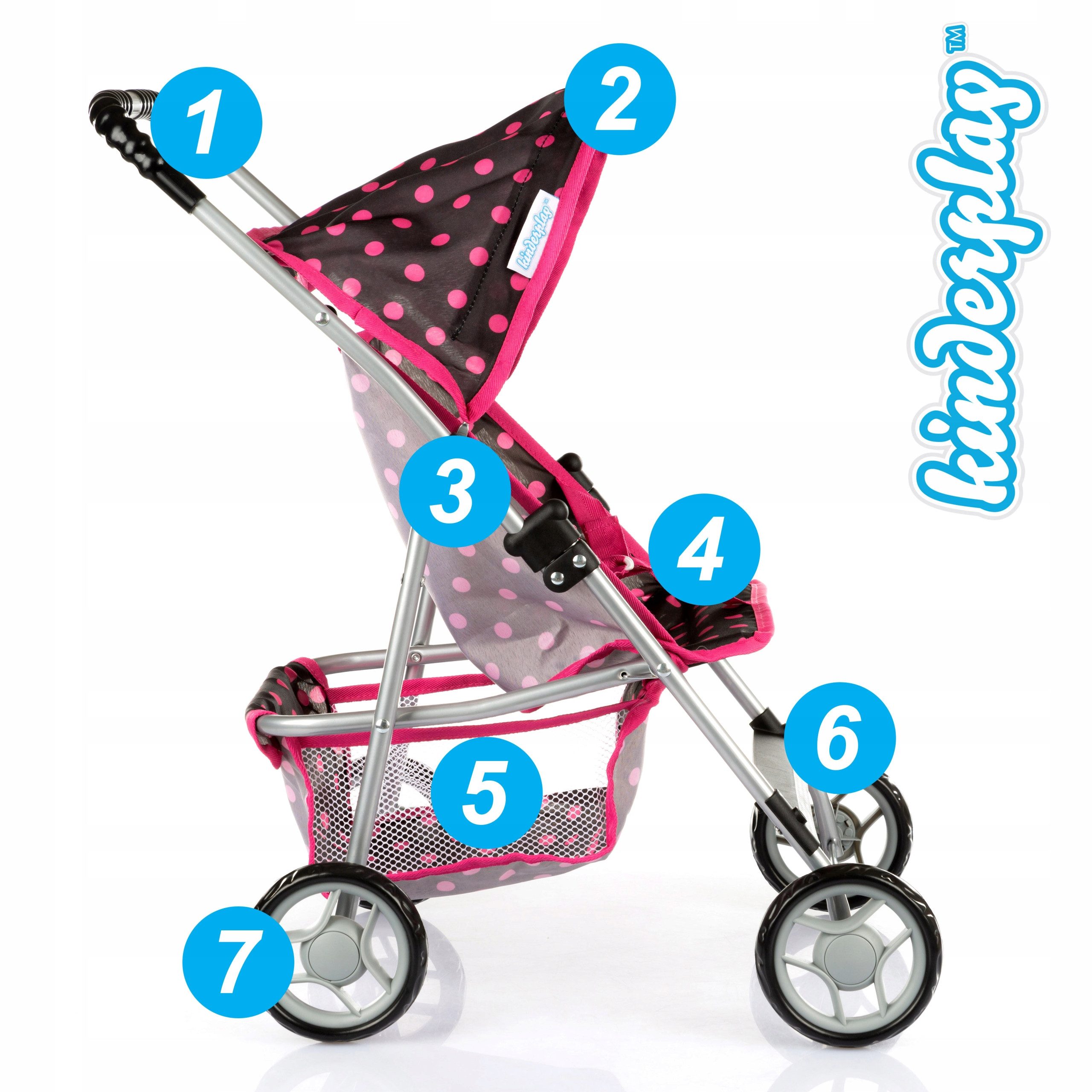 Kinderplay Dolls & Strollers Puppenbuggy Puppenwagen Buggy – leicht faltbar – Spielspaß für Kinder – Bild 4 von 5
