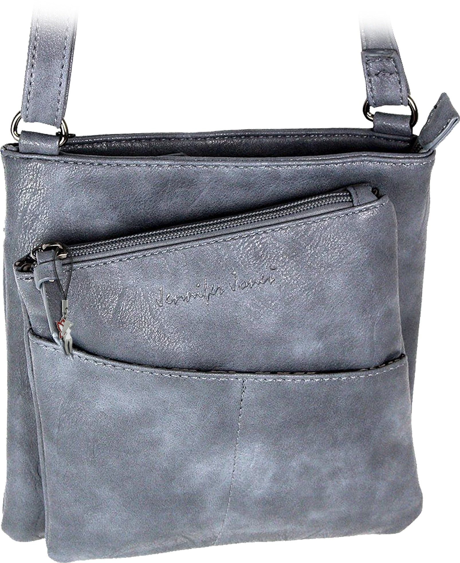 Jennifer Jones Umhängetasche Jennifer Jones Damen Umhängetasche (Umhängetasche), Damen Umhängetasche, Abendtasche Kunstleder, blau ca. 21cm x ca. 21cm