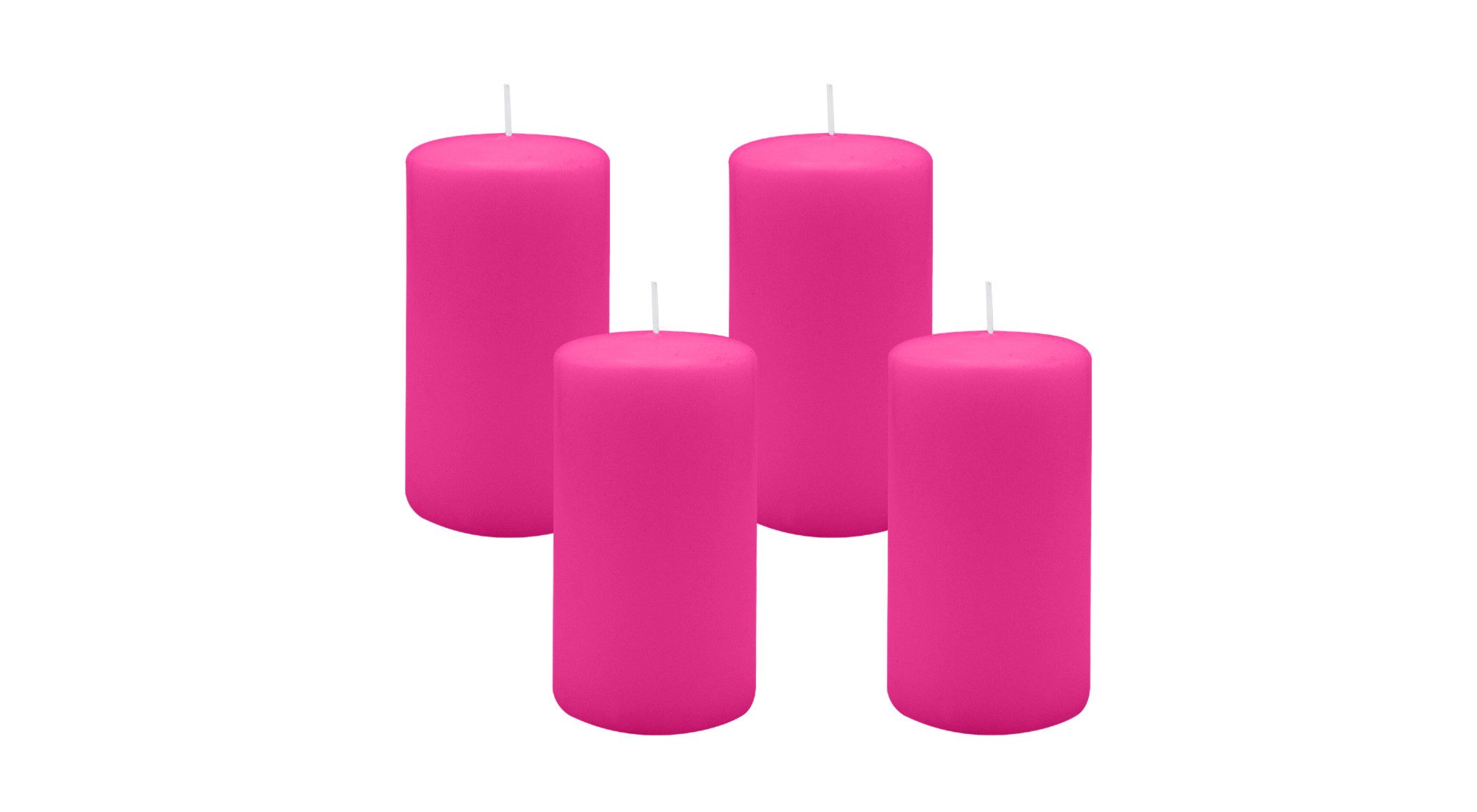 Kopschitz Kerzen Stumpenkerze 4er Set Stumpenkerzen/Adventskranzkerzen Fuchsia Pink Ø 70 x 130 mm