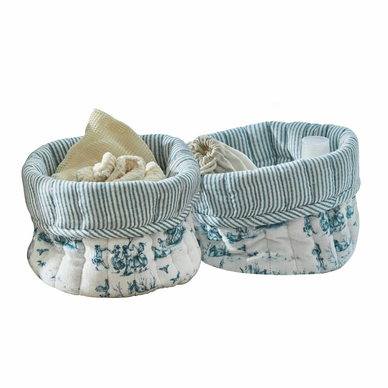 Dekokorb Korb 2er Set Emilie blau/creme