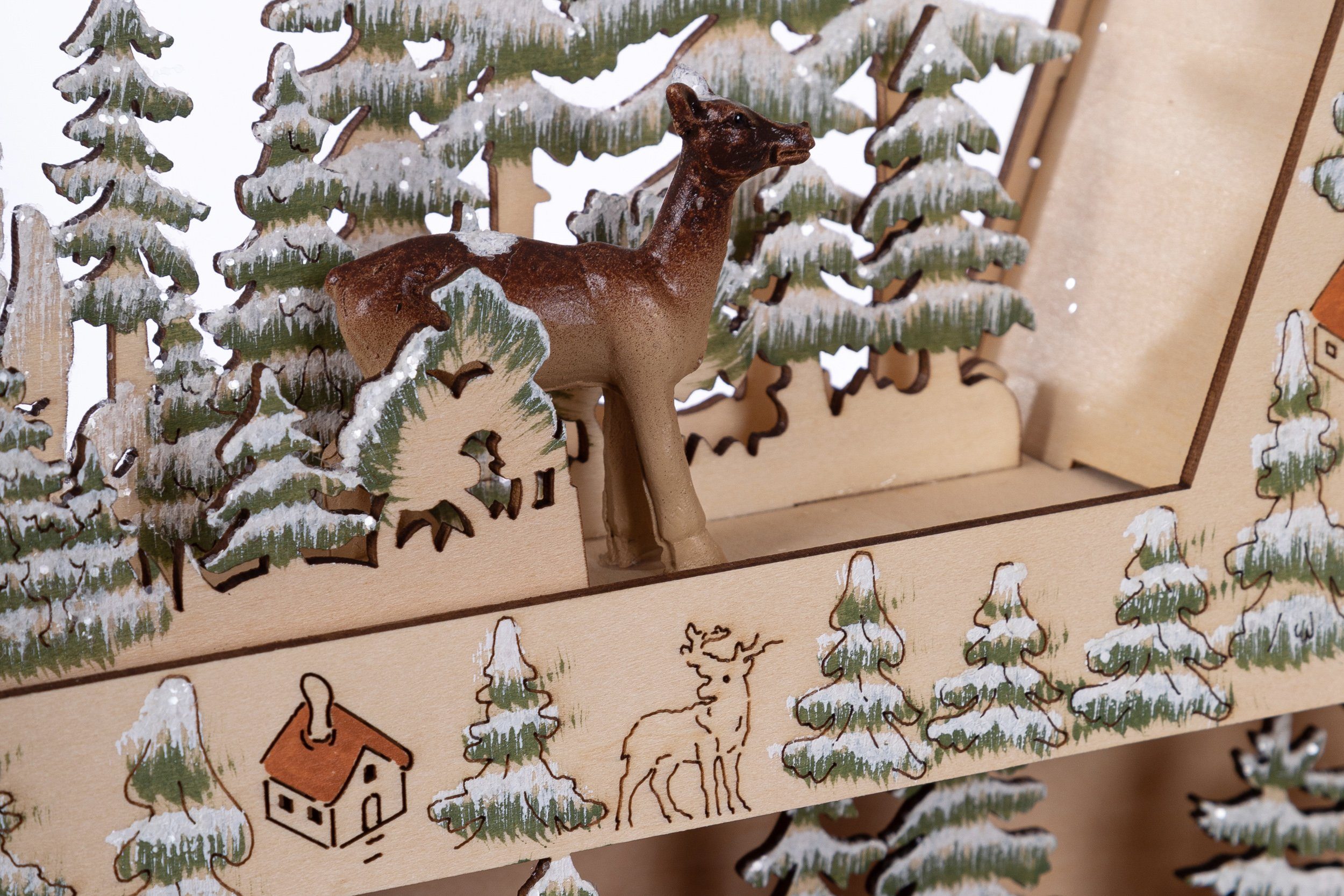 Weihnachtlicher mit Holz Weihnachtsdorf aus Winterszene Stern Wohnando