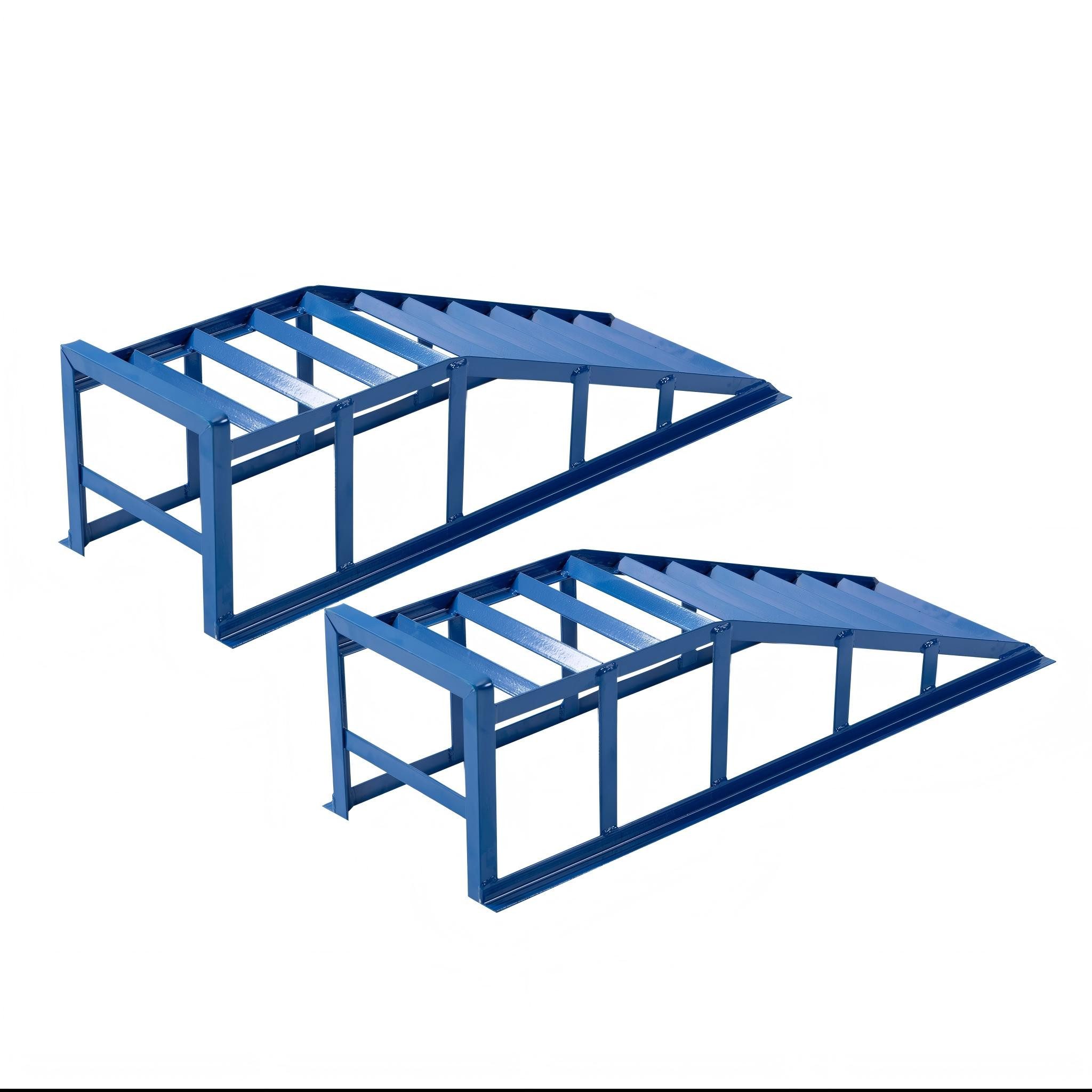 kowdom Auffahrrampe Auto Hebebühne 2000kg Hydraulik 27,5cm Rampe Ölwechsel Blau (Set, Einzelartikel (2 Rampen + 2 Wagenheber), hydraulisch, 2000 kg, 23° Winkel, 27,5 cm Hub, Stahl, rutschfest