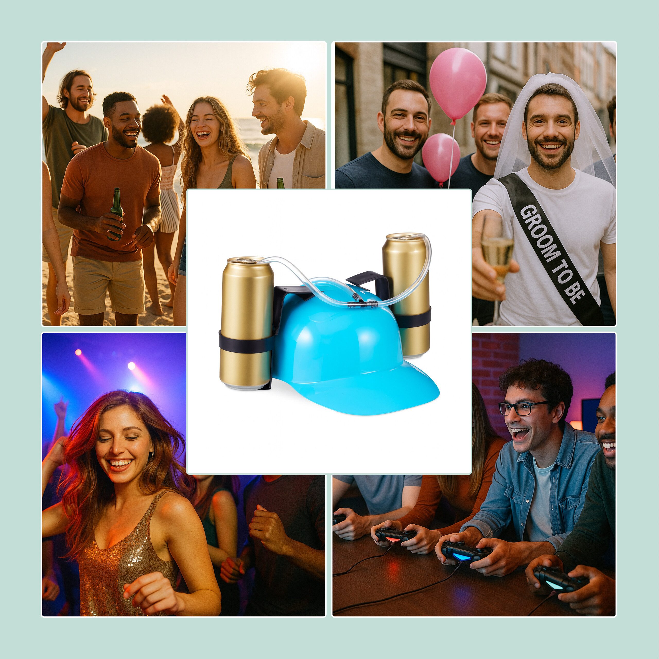 relaxdays Partyanzug 4x Party Trinkhelm, weiß