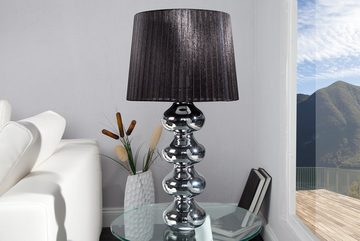 riess-ambiente Tischleuchte MIA 60cm silber / schwarz, ohne Leuchtmittel, Tischlampe · Barock Design · Stoff-Schirm