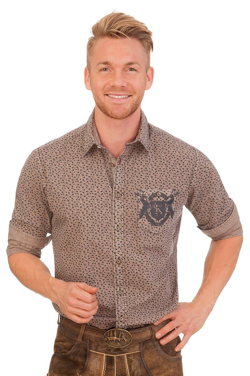 KRÜGER BUAM Trachtenhemd Trachtenhemd - HOLGER - braun