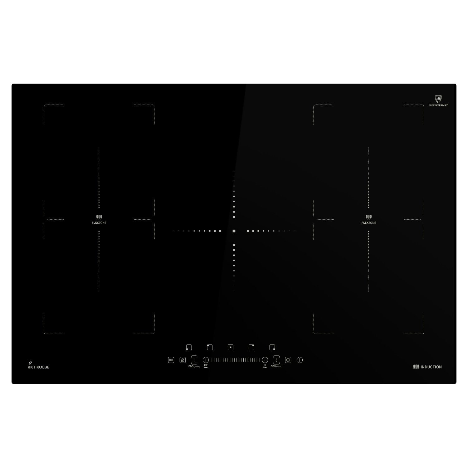 KKT KOLBE Elektro-Kochfeld IND7705FZ, 77cm / Autark / 9 Stufen / 5 Zonen / Flex-Zonen / Rahmenlos / Touch