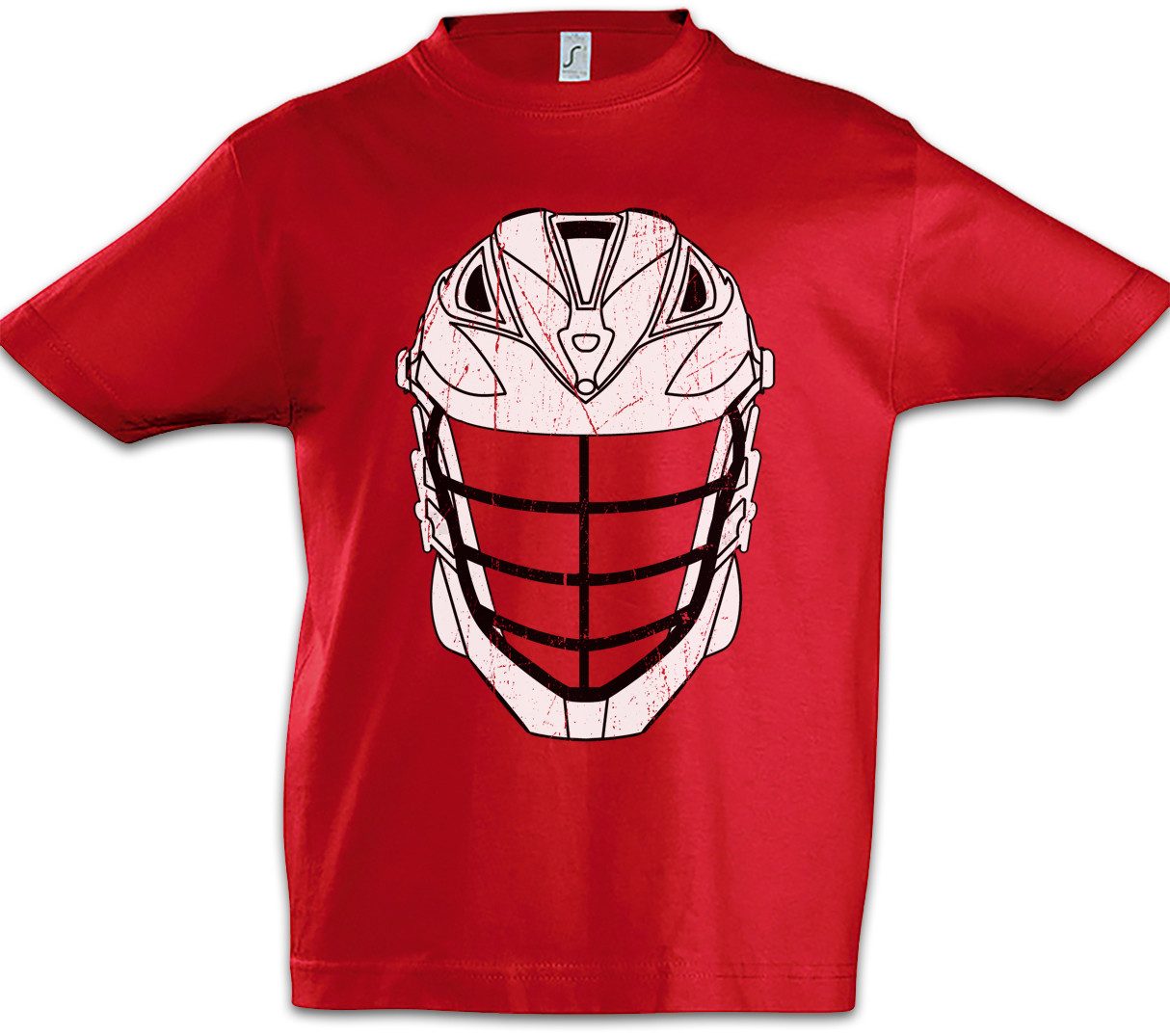 Print-Shirt Lacrosse Helmet Kinder T-Shirt La Crosse Fußball Ball Soccer Player
