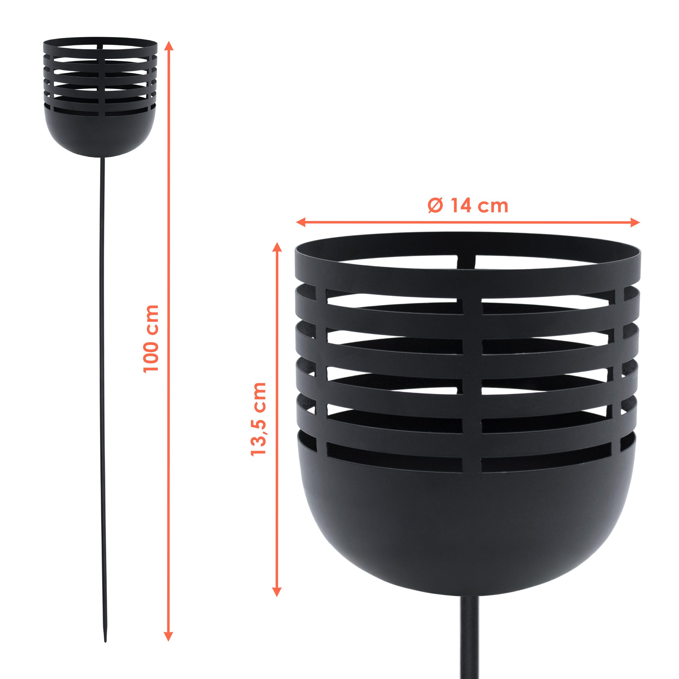 Spetebo Windlicht Metall Gartenstecker schwarz - H 100 cm (Anzahl, 1 St., Stück), Kerzenhalter mit Erdspieß