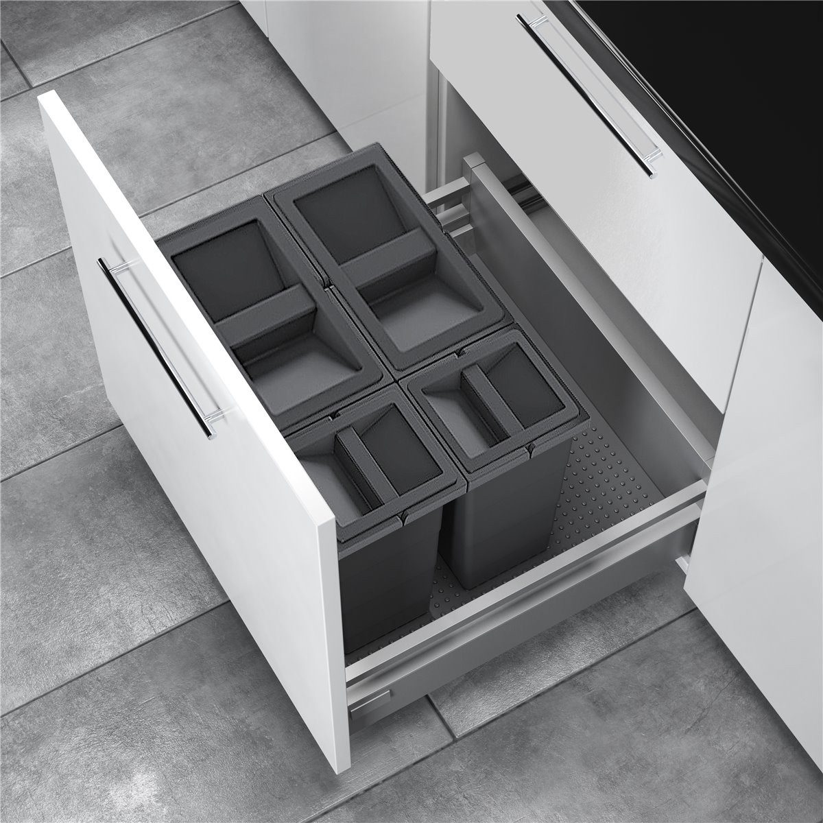 Hailo Einbaumülleimer Hailo Abfallsammler 3301644 Allegro 295 Einsatz 2x 8+ 2x18L Dunkelgrau