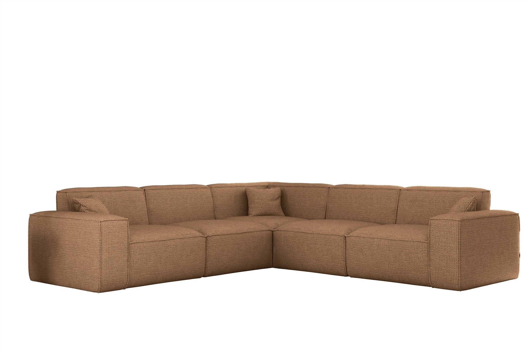 Fun Möbel Ecksofa Designersofa CELES PREMIUM in Stoff Artico Universal (246cmx246cm), Rundumbezug, inkl. 3 Zierkissen