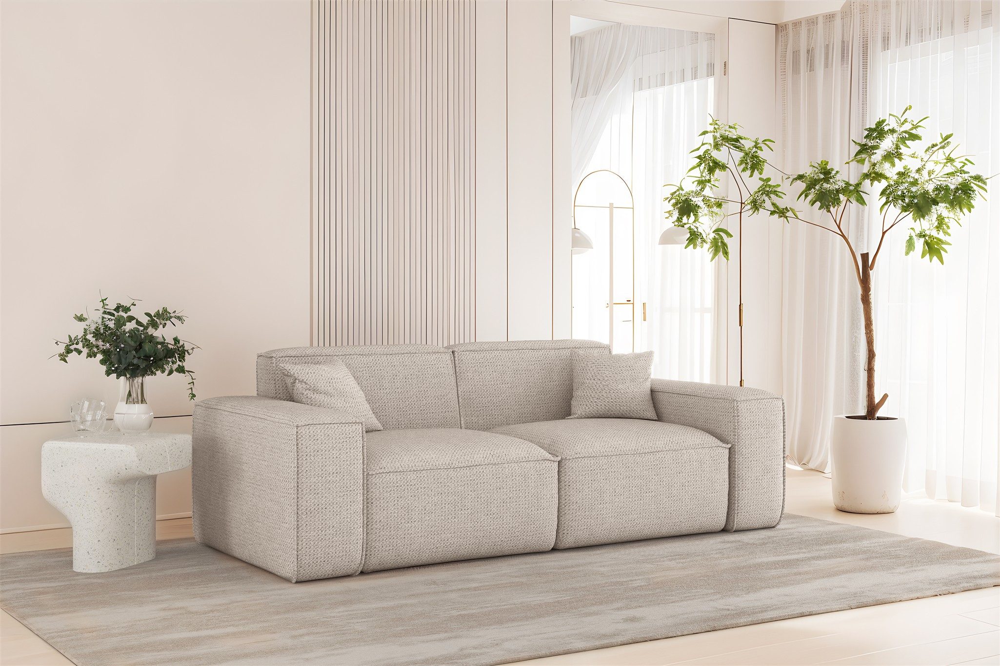 Fun Möbel 2-Sitzer Sofa Designersofa FUN PEREZ PREMIUM in Stoff Artico, PEREZ PREMIUM, inkl. 2 Zierkissen
