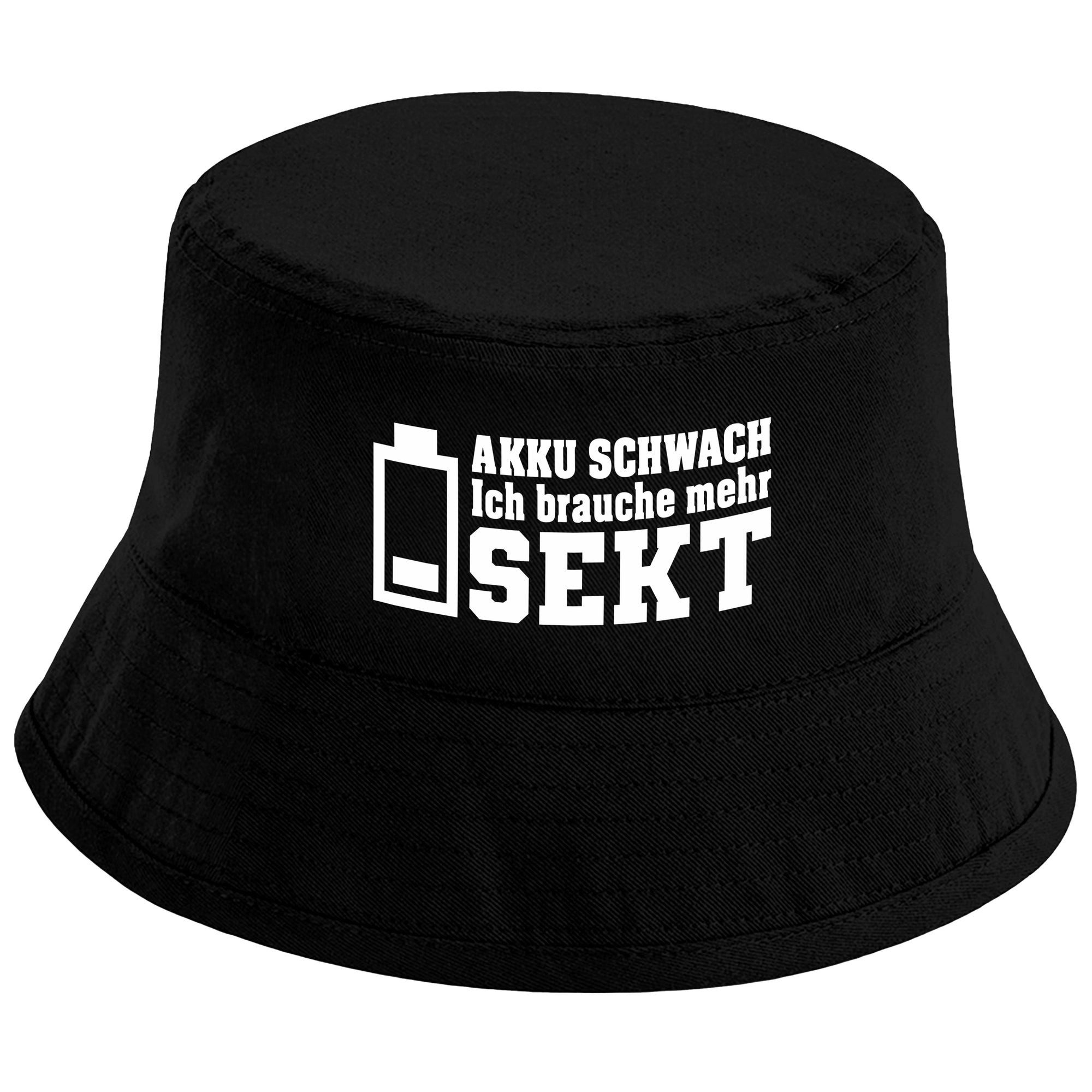 Sonnenhut Bucket Hat Akku schwach - Ich brauche mehr Sekt