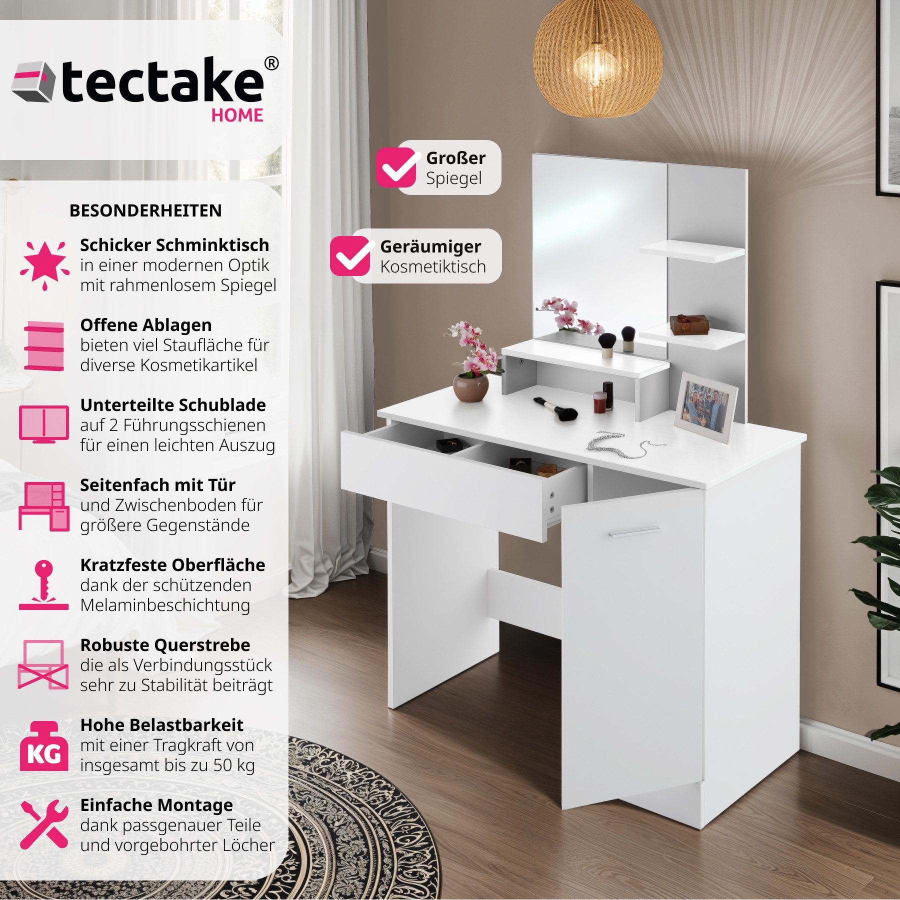 tectake Schminktisch Frisiertisch Zoe (1-St., 1 günstig online kaufen
