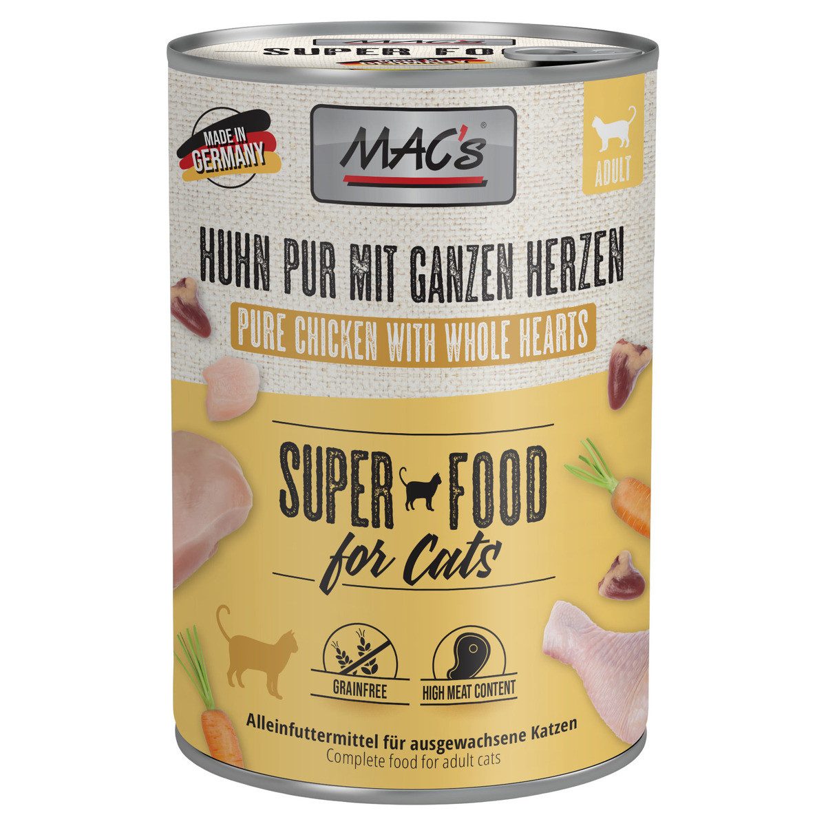 MAC'S Huhn pur mit ganzen Herzen 400 g - 6 Stück, für: Katze