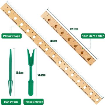 MAGICSHE Gartenpflege-Set Gartenwerkzeugset,Holz Pflanze Lineal, faltbare Samen Pflanzen Lineal