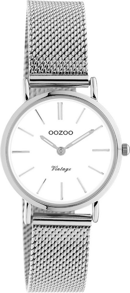 OOZOO Quarzuhr Oozoo Unisex Armbanduhr silber Analog, Damen, Herrenuhr  rund, klein (ca 28mm) Edelstahlarmband, Elegant-Style