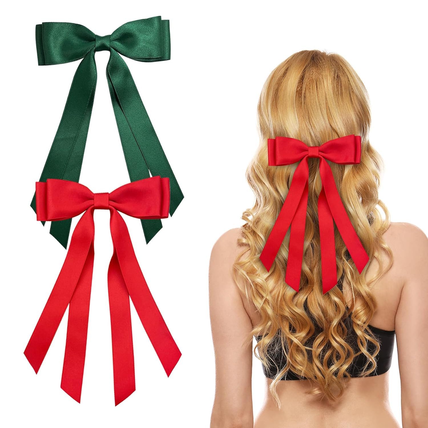 nsihing Haarspange Haarschleife Damen, Französische Haarspange Schleife, Schleife Haare, 2-tlg.