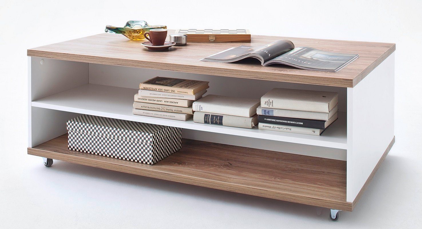 MCA furniture Couchtisch Couchtisch Luzern, 115x70, weiß Hochglanz / Sterling Oak (No-Set), Breite 115 cm,Tischplatte aus Holzwerkstoff