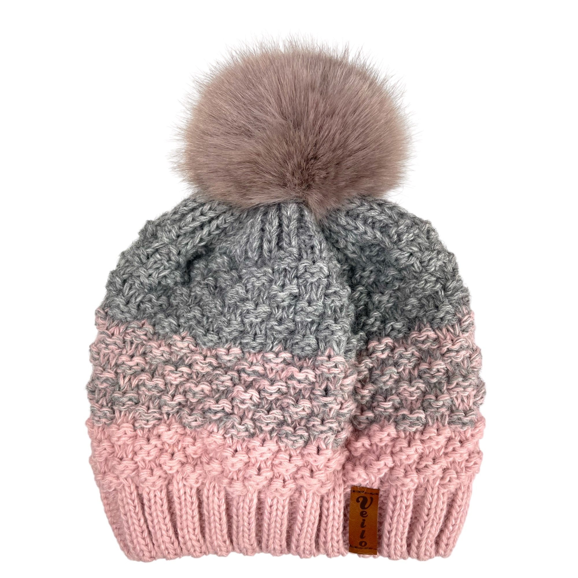 Taschen4life Bommelmütze Damen Mütze & Schal Set 36.64 (2 teilig, gestrickte Beanie mit großem Bommel & Loop Strickschal) locker gestrickt, mit großem Bommel