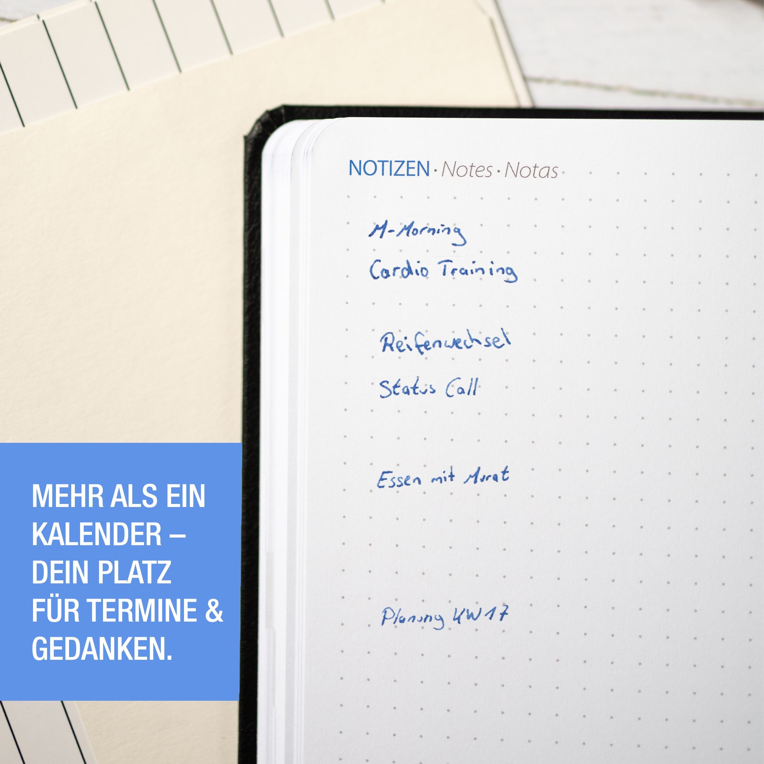 TOBJA Buchkalender Terminplaner 2026 A5 1 Woche 2 Seiten Nero Blau, Kalender 2026 Wochenplaner & Terminkalender, Buchkalender 2026