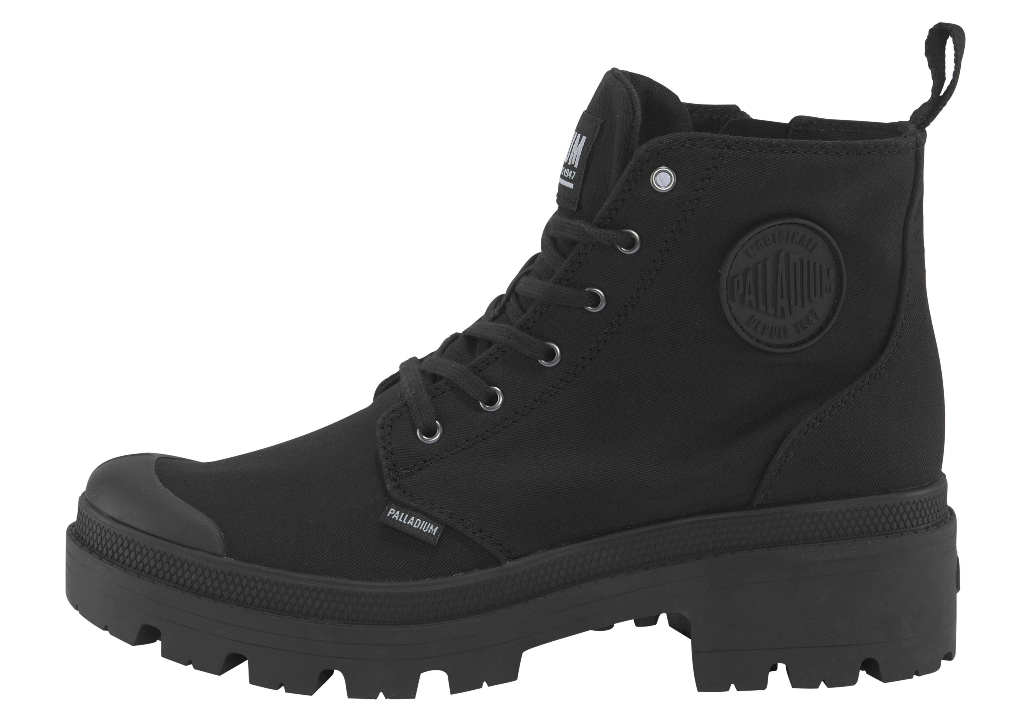 schwarz TWILL aus Schnürboots Textil Palladium PALLABASE