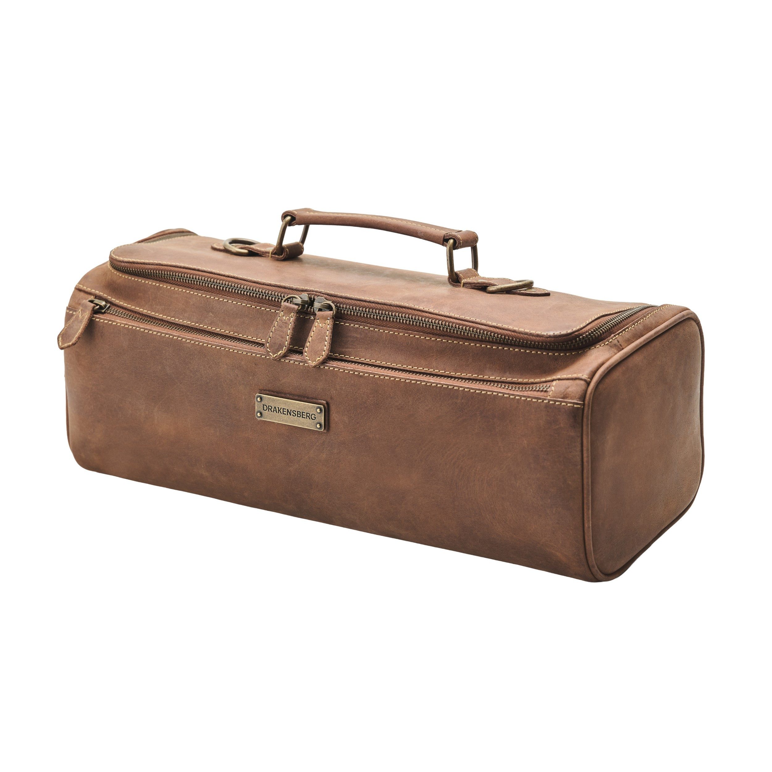 DRAKENSBERG Messertasche Grillbesteck-Tasche »Thor« Havanna-Braun, mit vielen Fächern, 3 Messer-Fächer, Premium Büffelleder, handgemacht