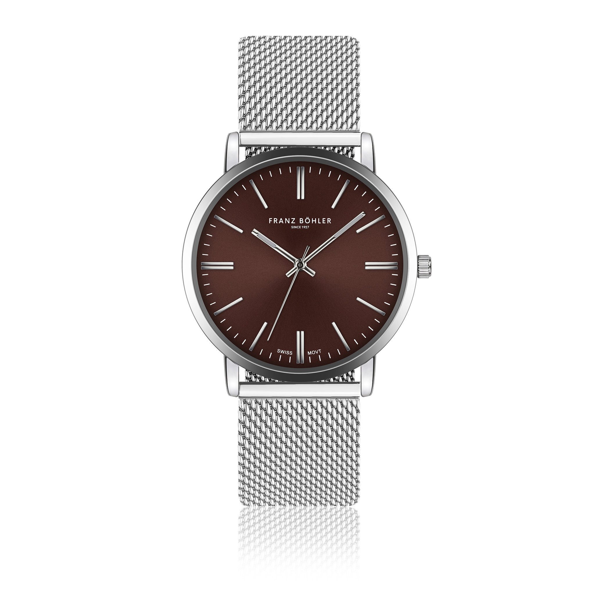 FRANZ BÖHLER Quarzuhr BC3-B010S Lungern Silver Mesh