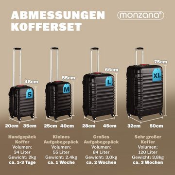 monzana Kofferset Baseline, Baseline Hartschalen Koffer S-M-L-XL Gel-Griffe 4 Rollen ABS Hardcase