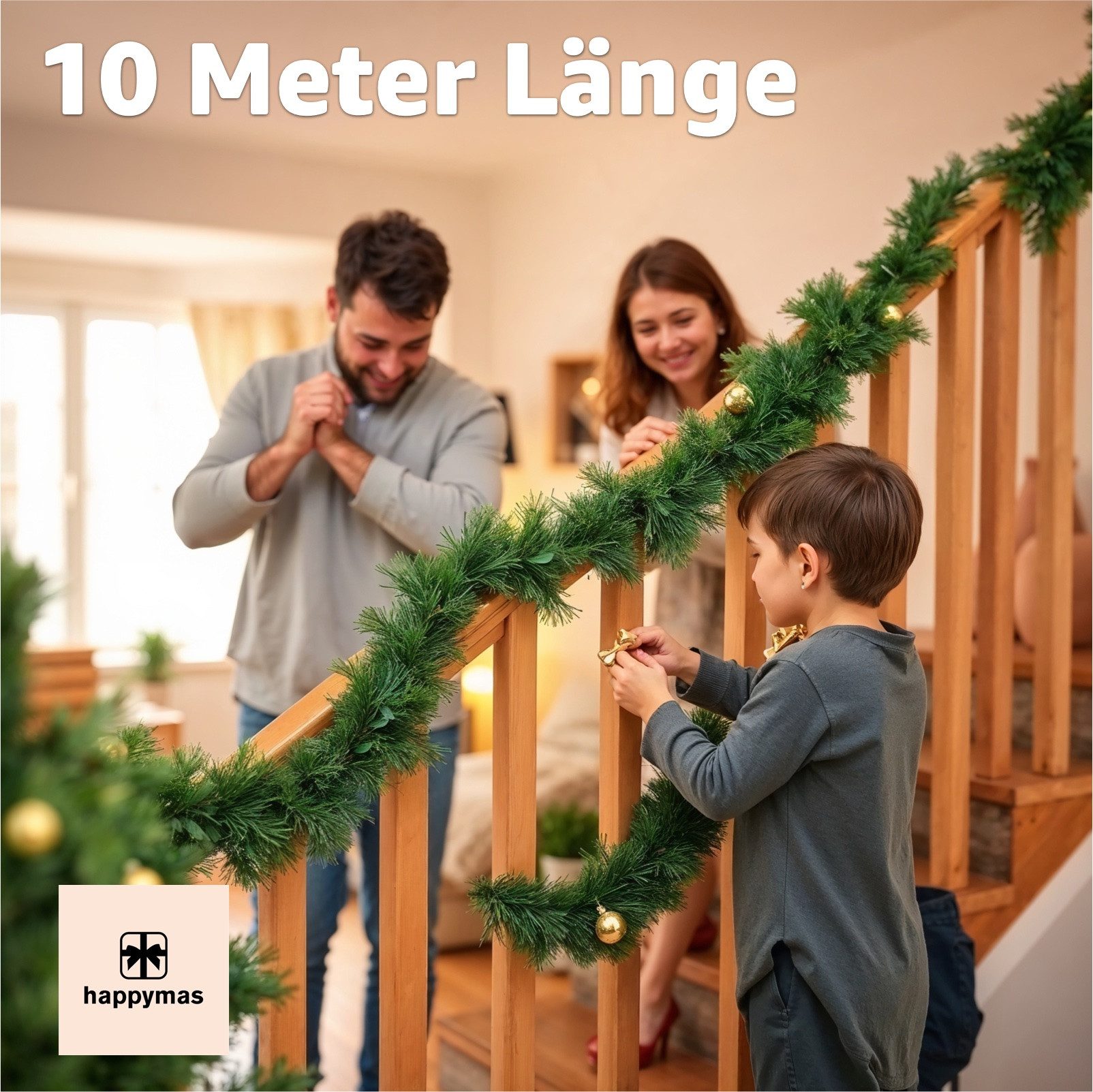 happymas Girlanden XXL Weihnachtsgirlande 10 Meter - Weihnachten Dekoration Deko (1-tlg), Dekoration