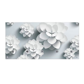 banjado Garderobenleiste Glas Papier Lotus (Wandgarderobe, mit verchromten Haken), inkl. Montagematerial