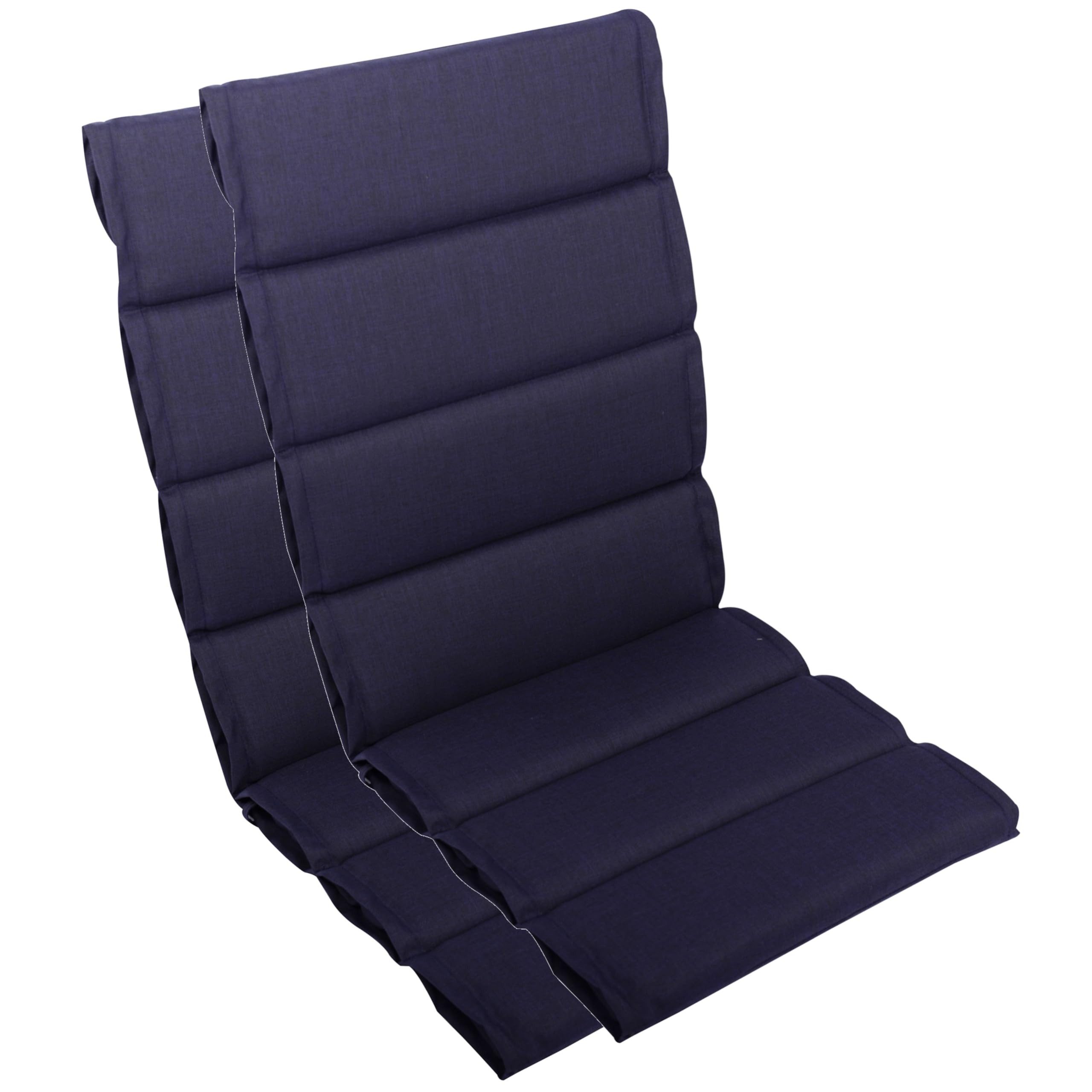LILENO HOME Hochlehnerauflage bequeme Sitzauflage für Gartenmöbel, Stuhlkissen für Klappstühle, (2 St., 2er Set), 2er Set Polsterauflage in Dunkelblau, Sitzpolster waschbar