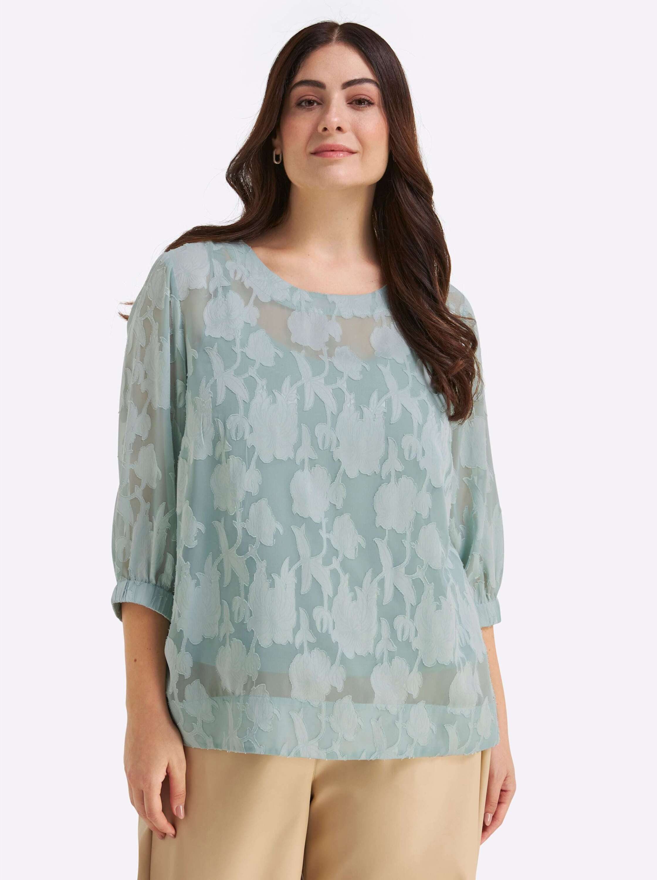 Sheego Klassische Bluse Tunika 3/4-Arm
