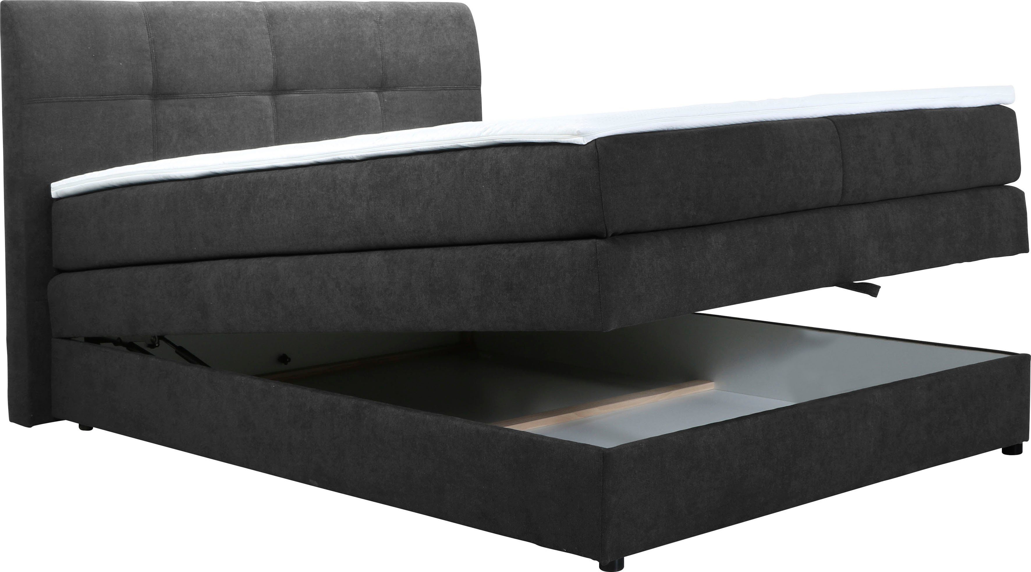 Home affaire Boxspringbett Finja, besonders komfortable Liegehöhe, mit praktischem Bettkasten