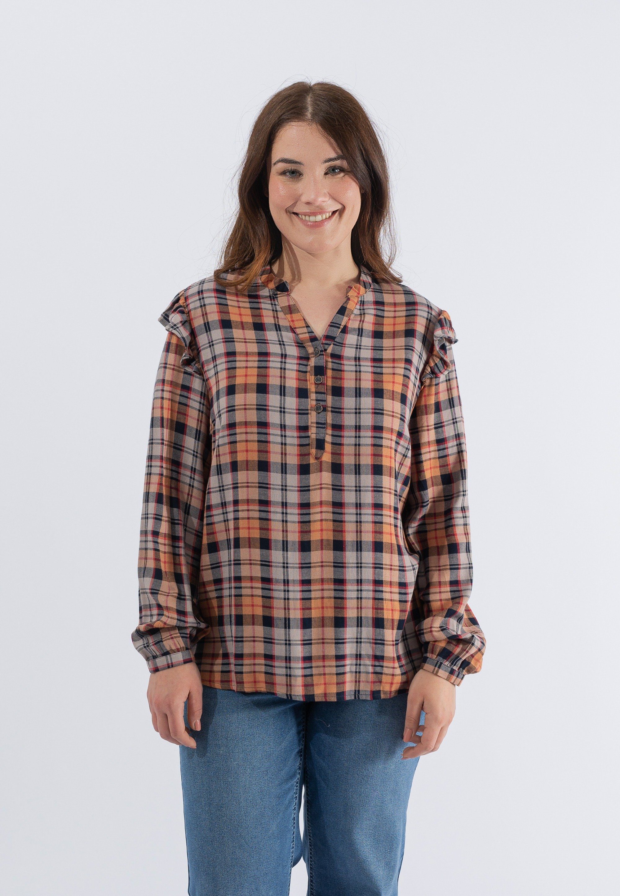 October Klassische Bluse mit tollem Karo-Muster, Dank langer Arme ideal für  die Übergangszeit geeignet | Jerseykleider