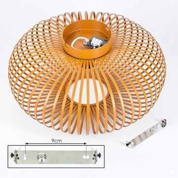 hofstein Deckenleuchte runde Deckenlampe aus Metall in Ockerfarben, ohne Leuchtmittel, Retro-mit Lichteffekt durch Gitter-Optik, Ø 40,5cm, E27-Fassung.