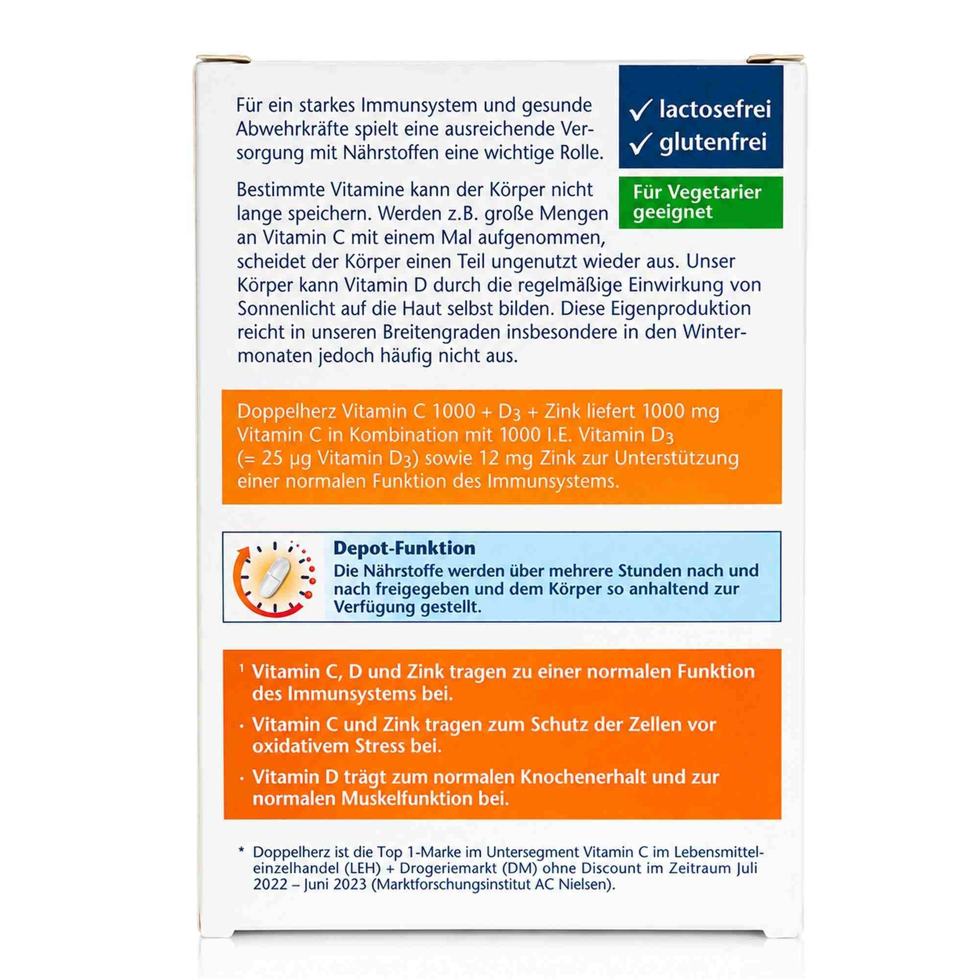 Queisser Pharma GmbH & Co. KG DOPPELHERZ Vitamin C 1000+D3+Zink Depot Tabletten Tabletten