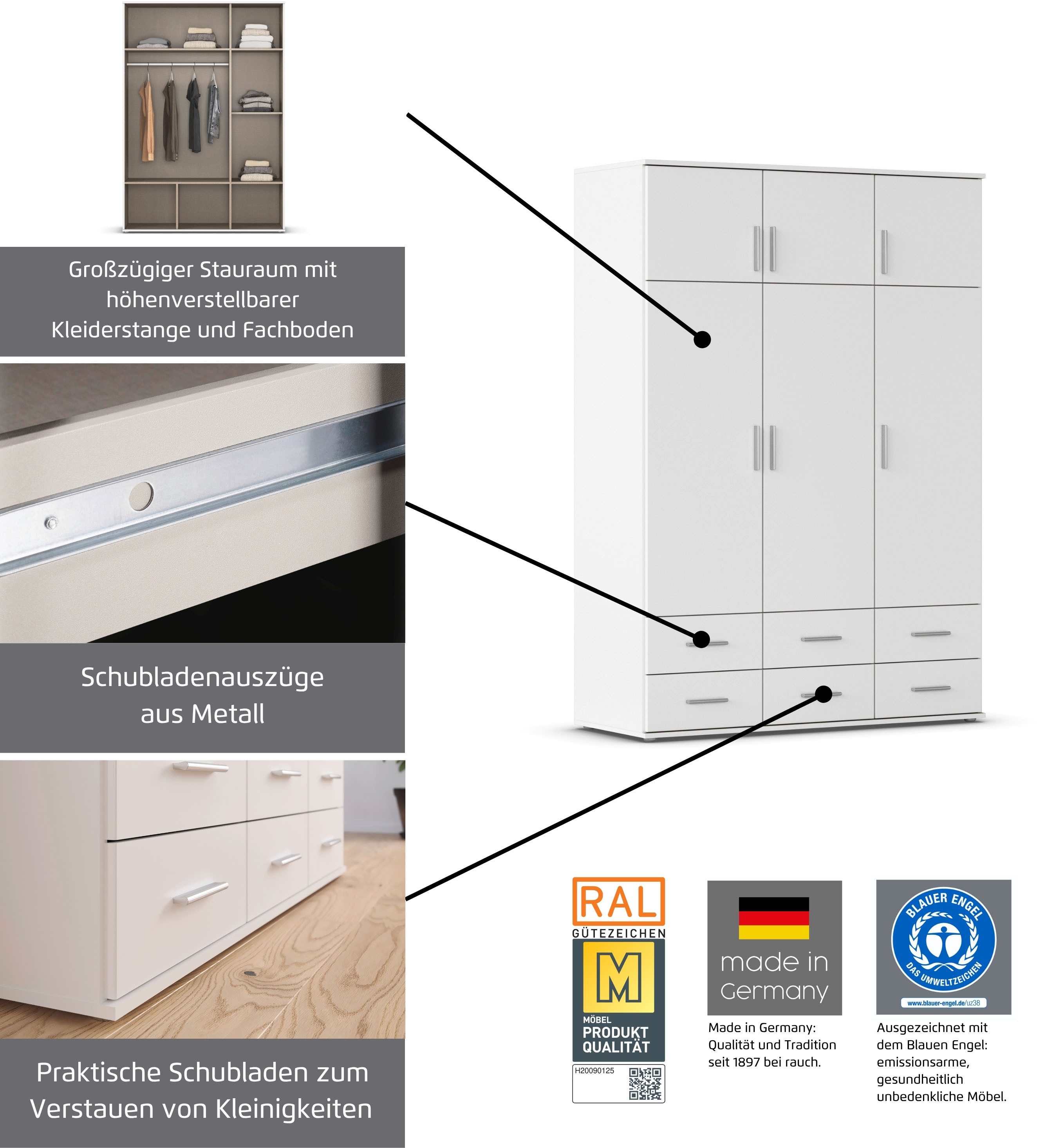 rauch Kleiderschrank Kemi mit Spiegel – Bild 5 von 5