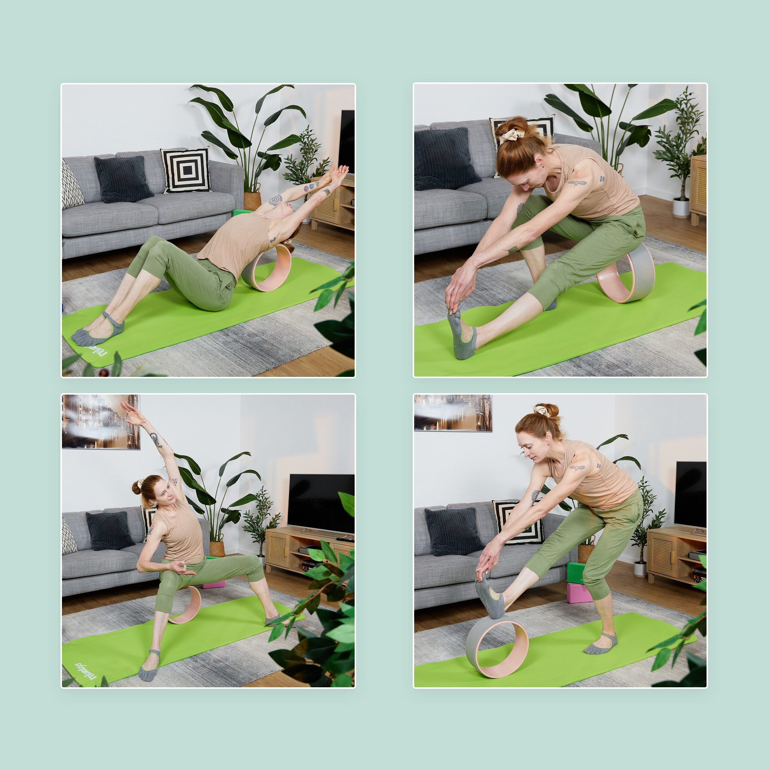 relaxdays Yoga-Rad Yogarad Kunststoff 32 cm, Grau-Rosa