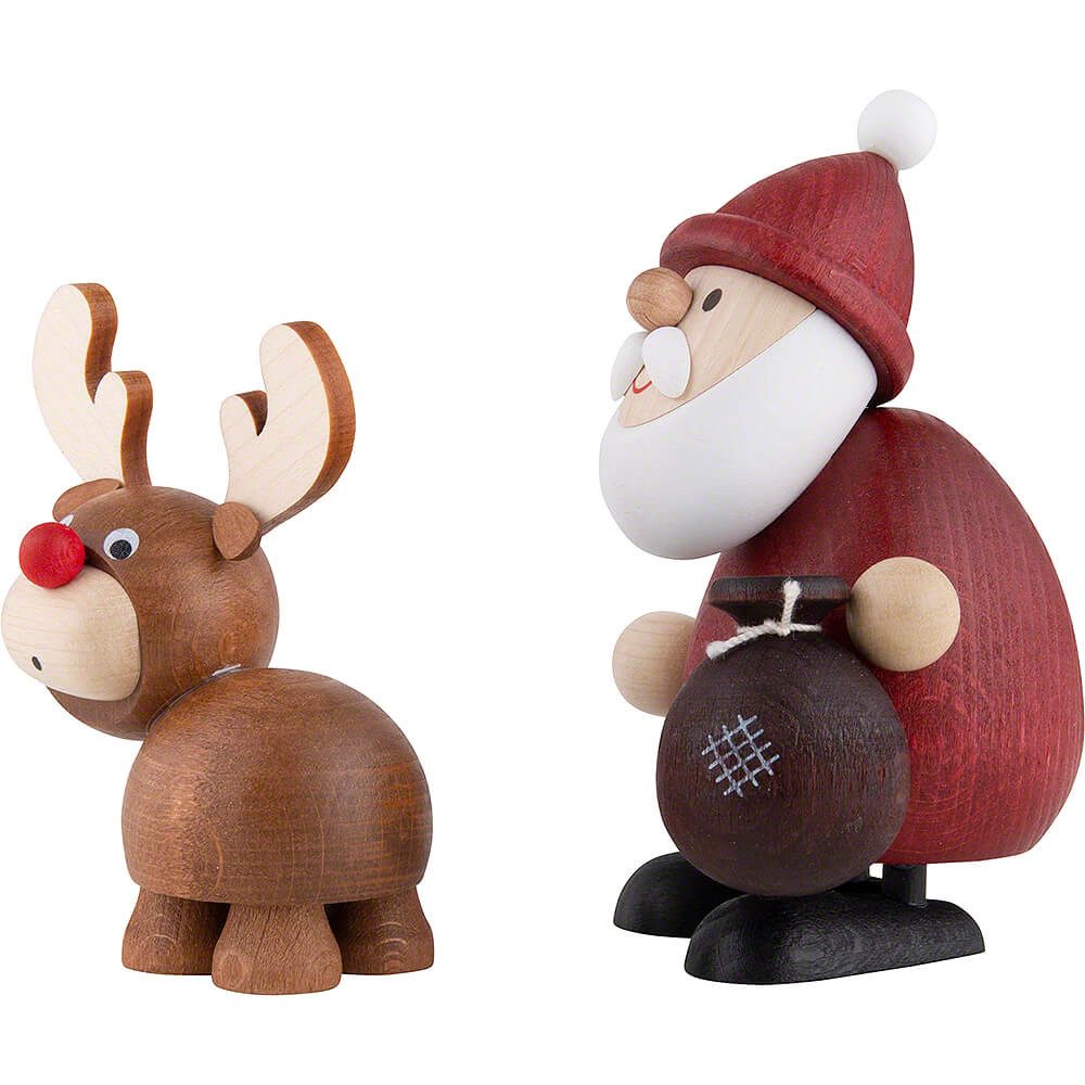Ullrich Kunsthandwerk Dekofigur Weihnachtsmann mit Elch (9,4cm) von Ullrich Kunsthandwerk