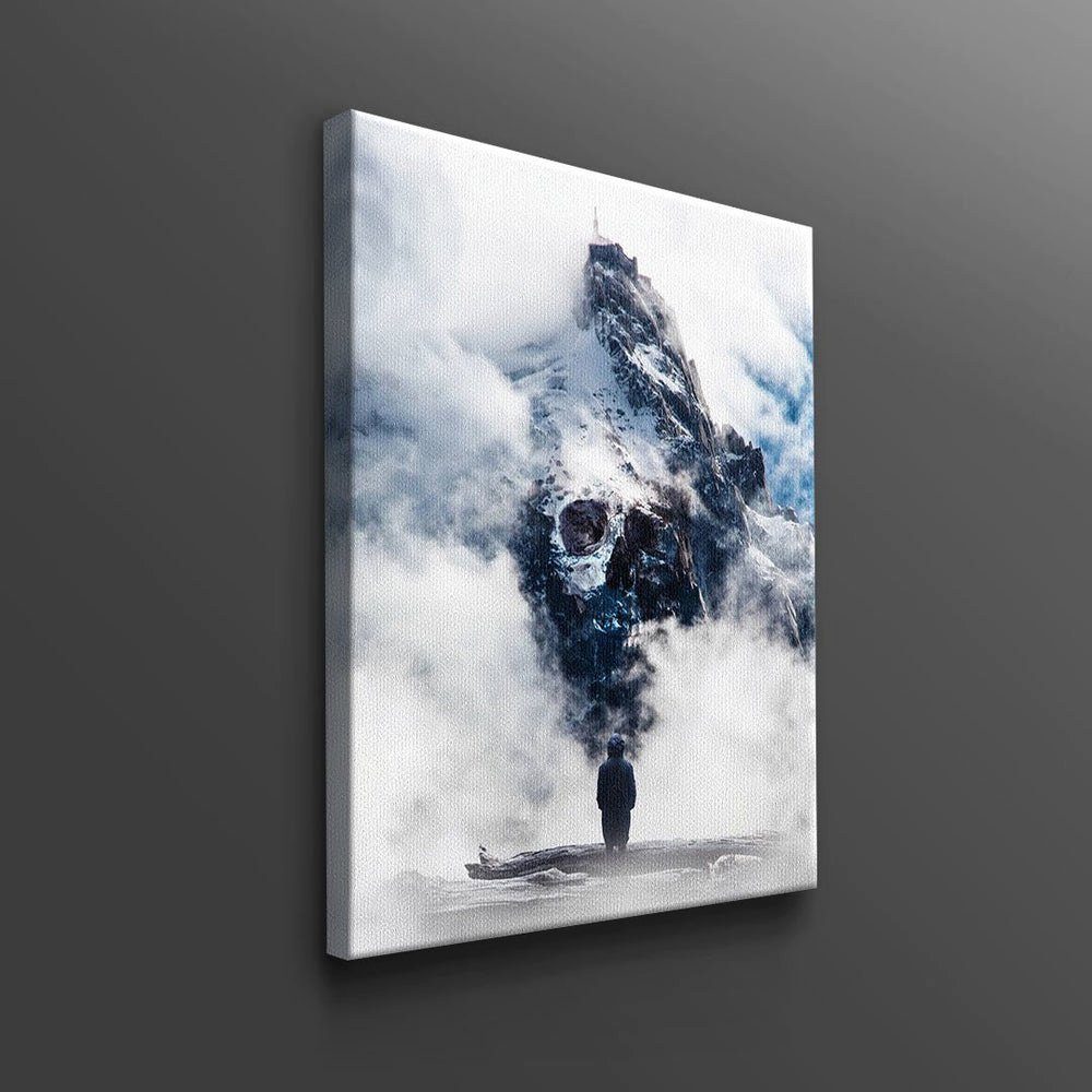 Leinwandbild natur Mountain, blau Mountain mann ohne Bad DOTCOMCANVAS® Wandbild Bad schwarz weiß berg Rahmen motivation