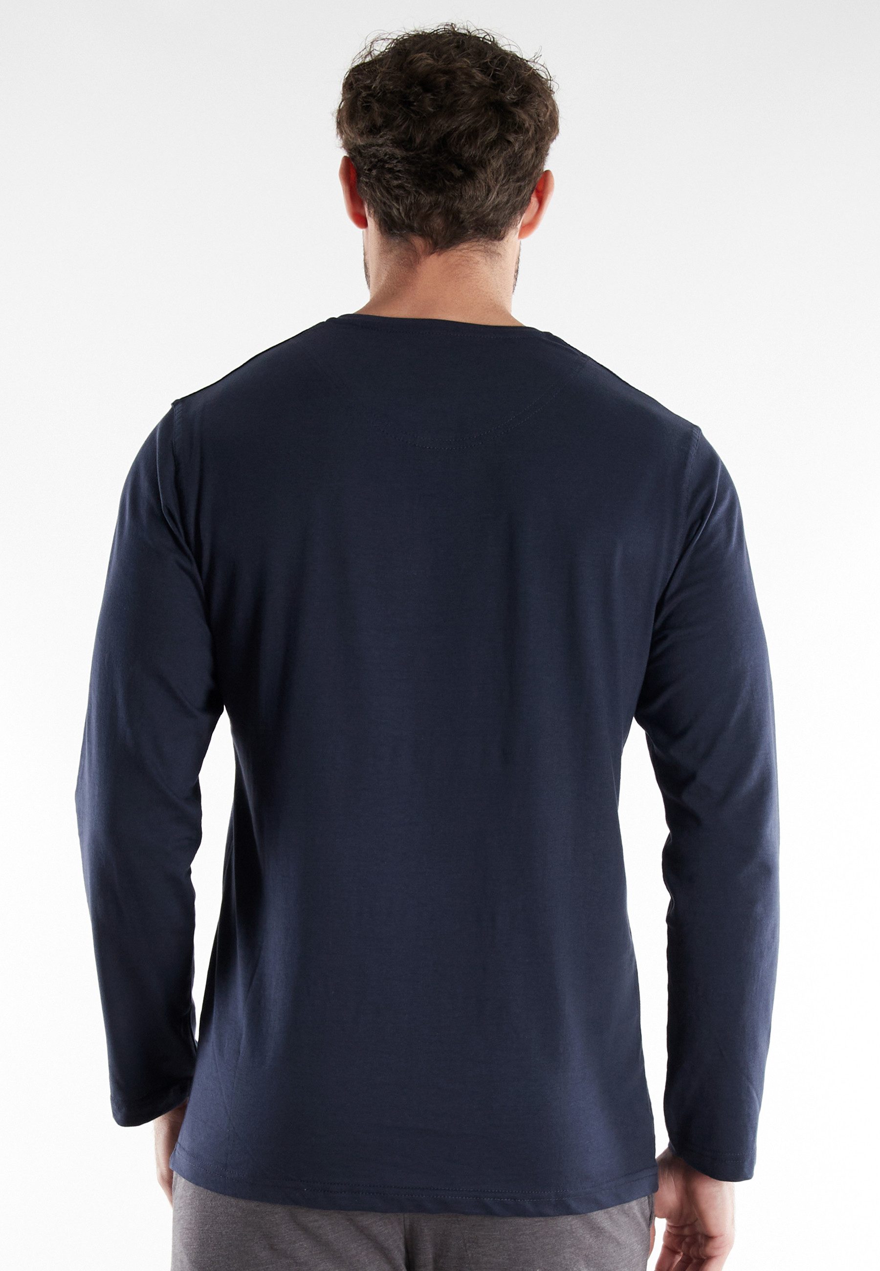 TOM TAILOR Langarmshirt Cansas mit Knopfleiste, Rundhalsausschnitt, Langarm, basic, bequem, elastisch