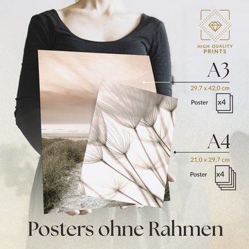 Heimlich Poster Set als Wohnzimmer Deko, Bilder DIN A3 & DIN A4, Pampasgras groß, Landschaften