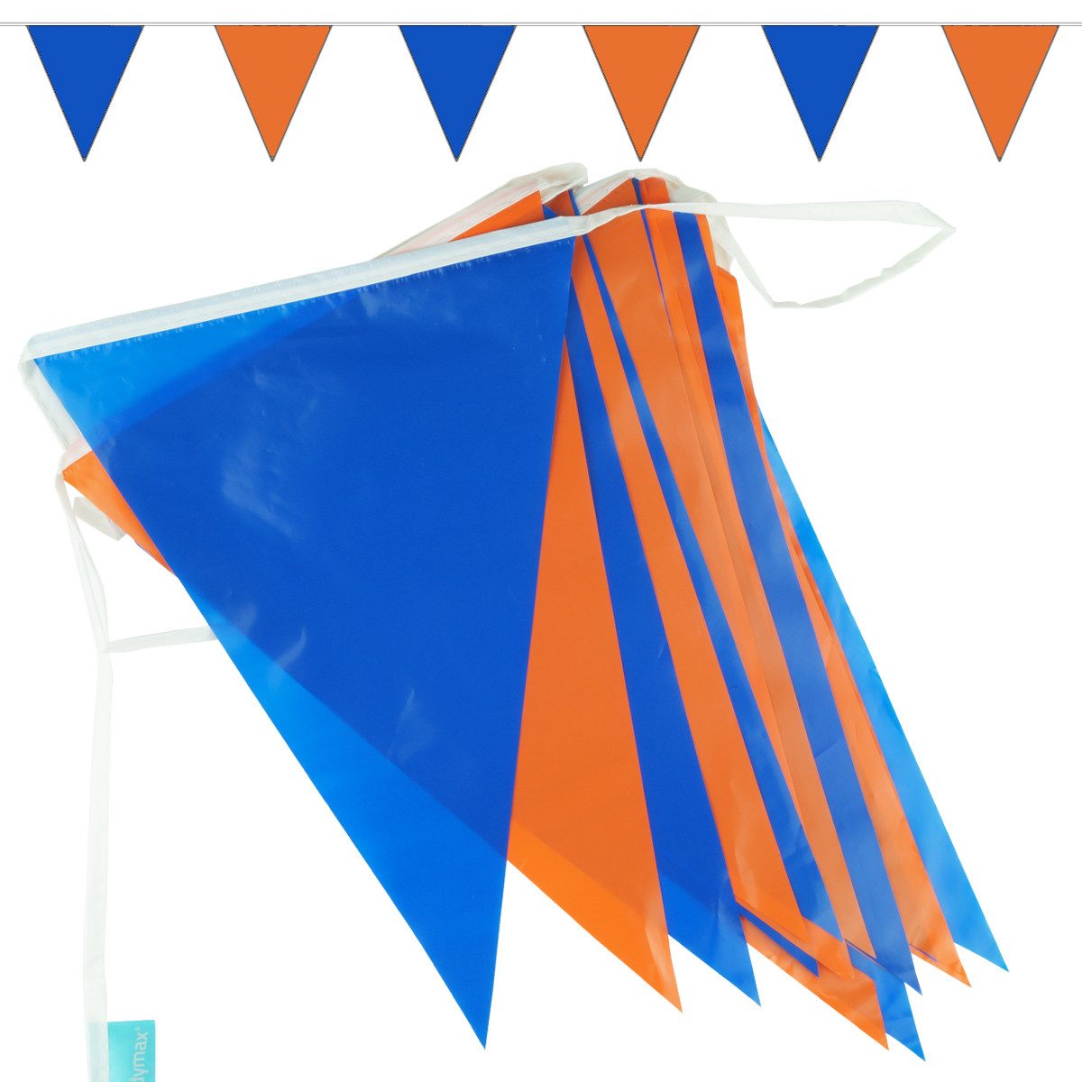 Goodymax Hängedekoration Goodymax® Wimpelkette 10 m Blau-Orange, 20 Wimpel á 20 x 30 cm