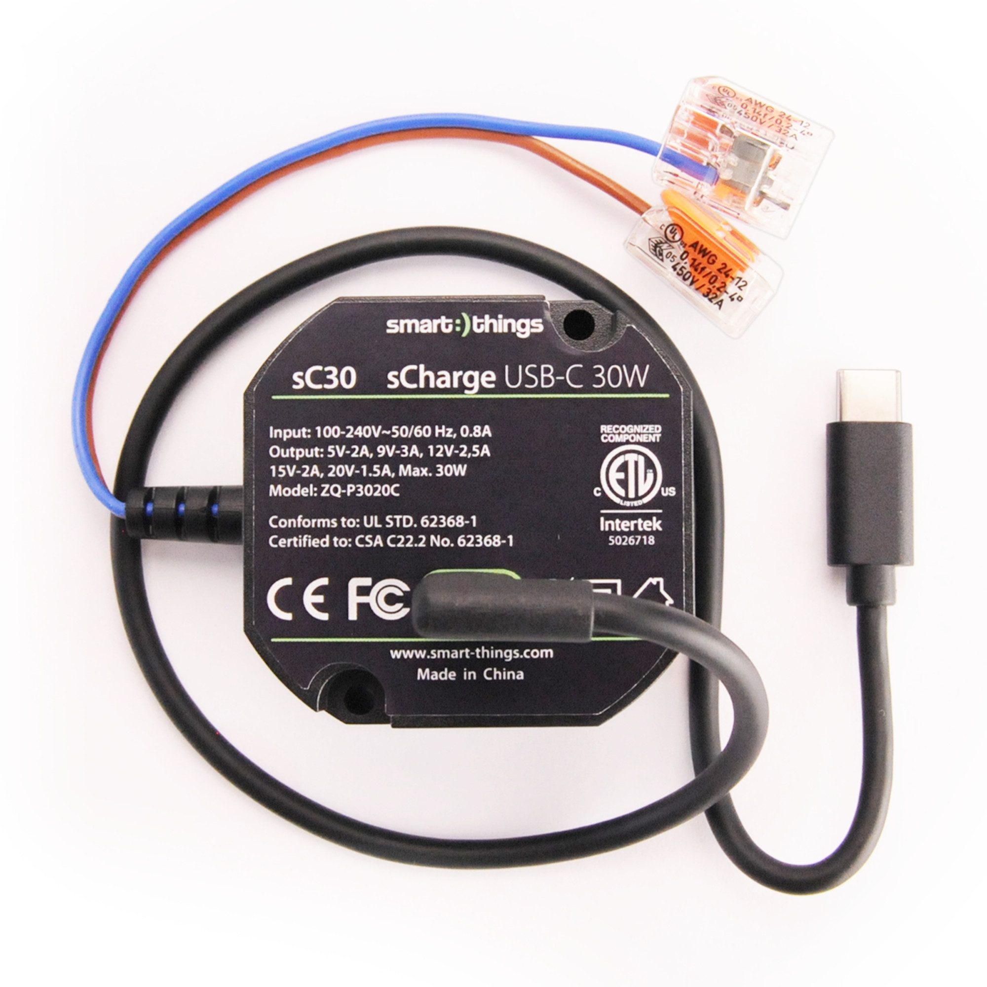 sC30 C - Unterputz-Netzteil 230V 30W USB-C PD - inkl. Kabel - Netzteil