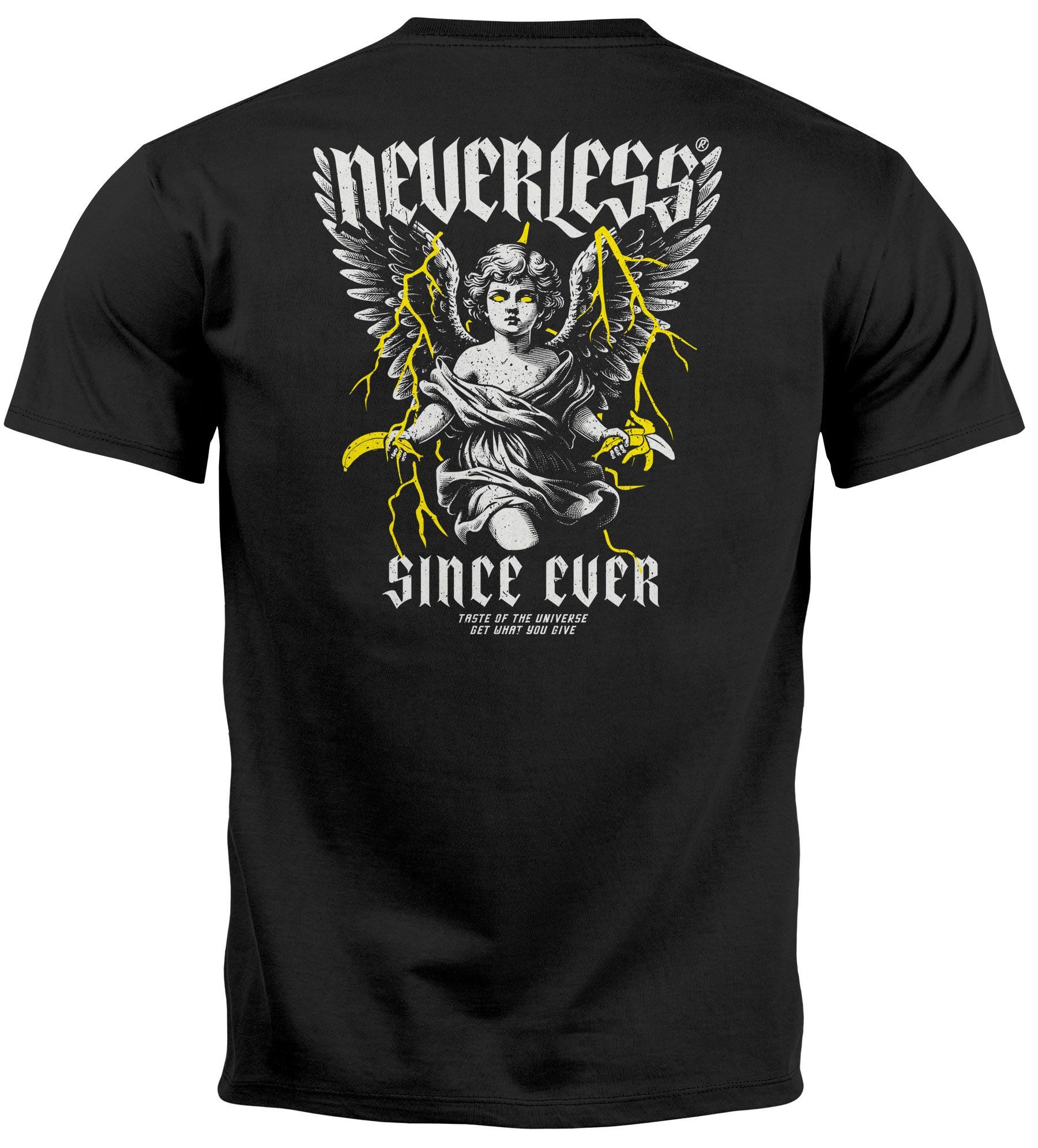 Print-Shirt Backprint T-Shirt Herren Engel Flügel Spruch Printshirt Aufdruck