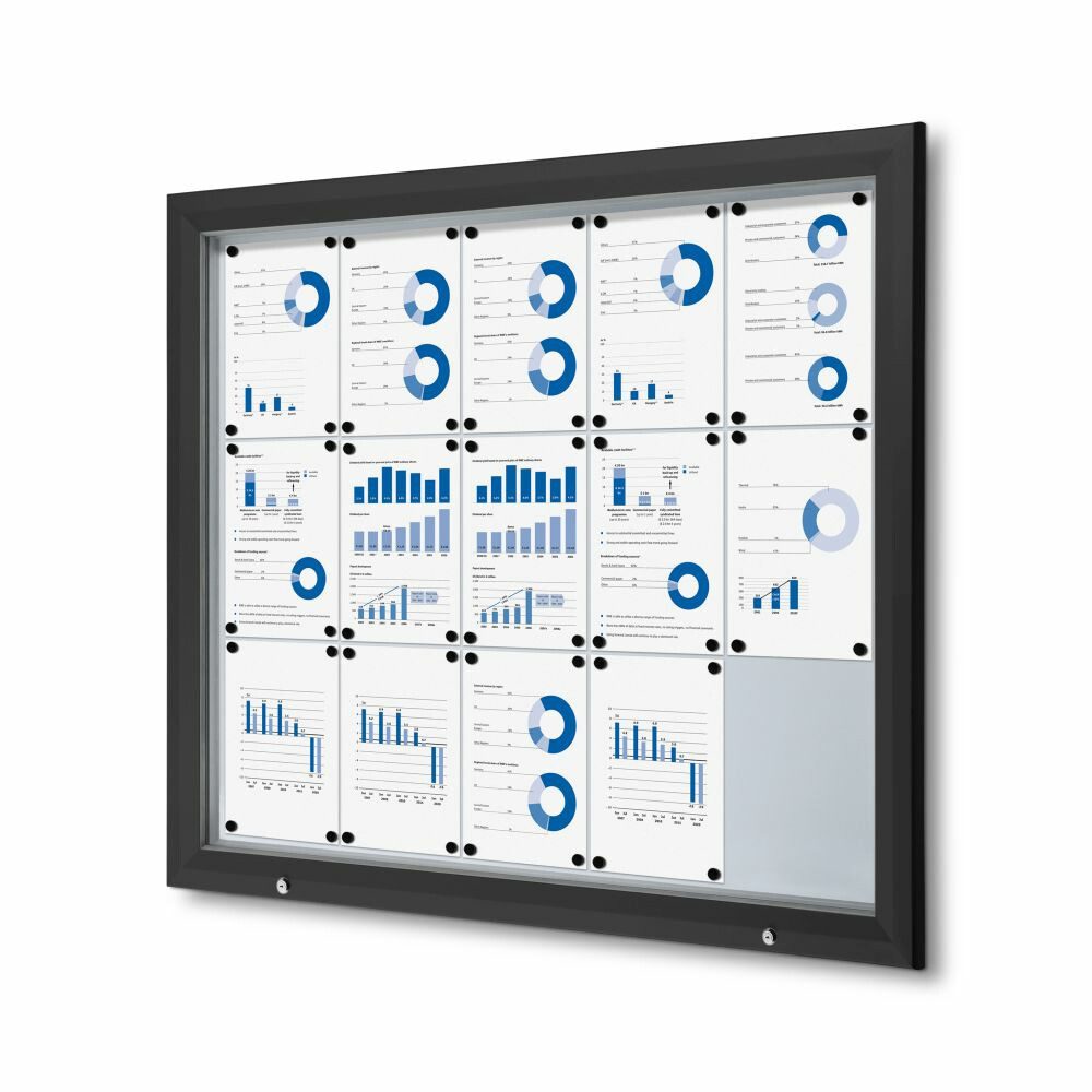 Hängevitrine Showdown Displays Schaukasten Premium für Außen - 15x DIN A4 - Schwarz