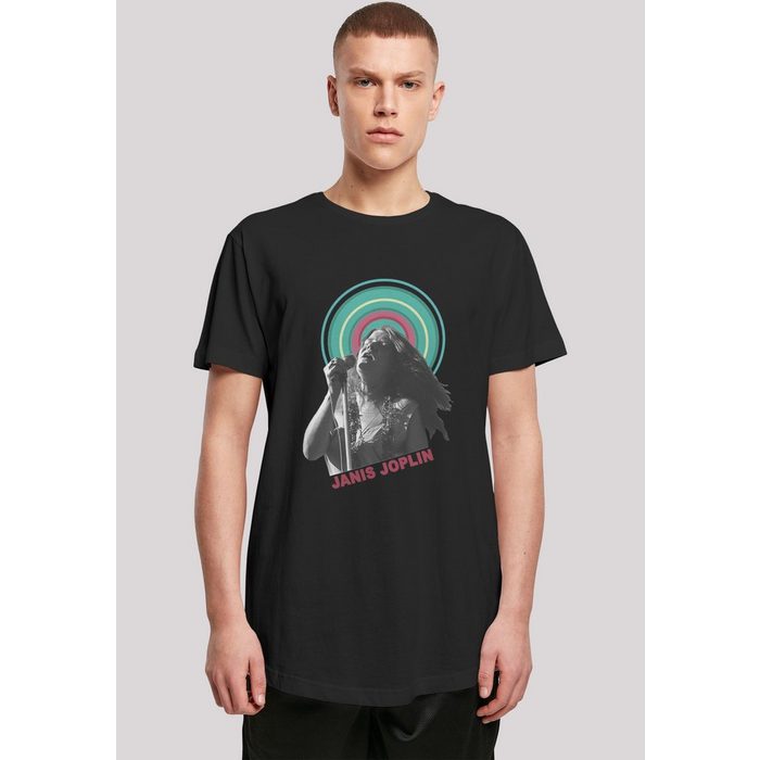 F4NT4STIC T-Shirt Long Cut T-Shirt 'Janis Joplin Halo Photo' Herren Premium Merch Lang Longshirt Bandshirt