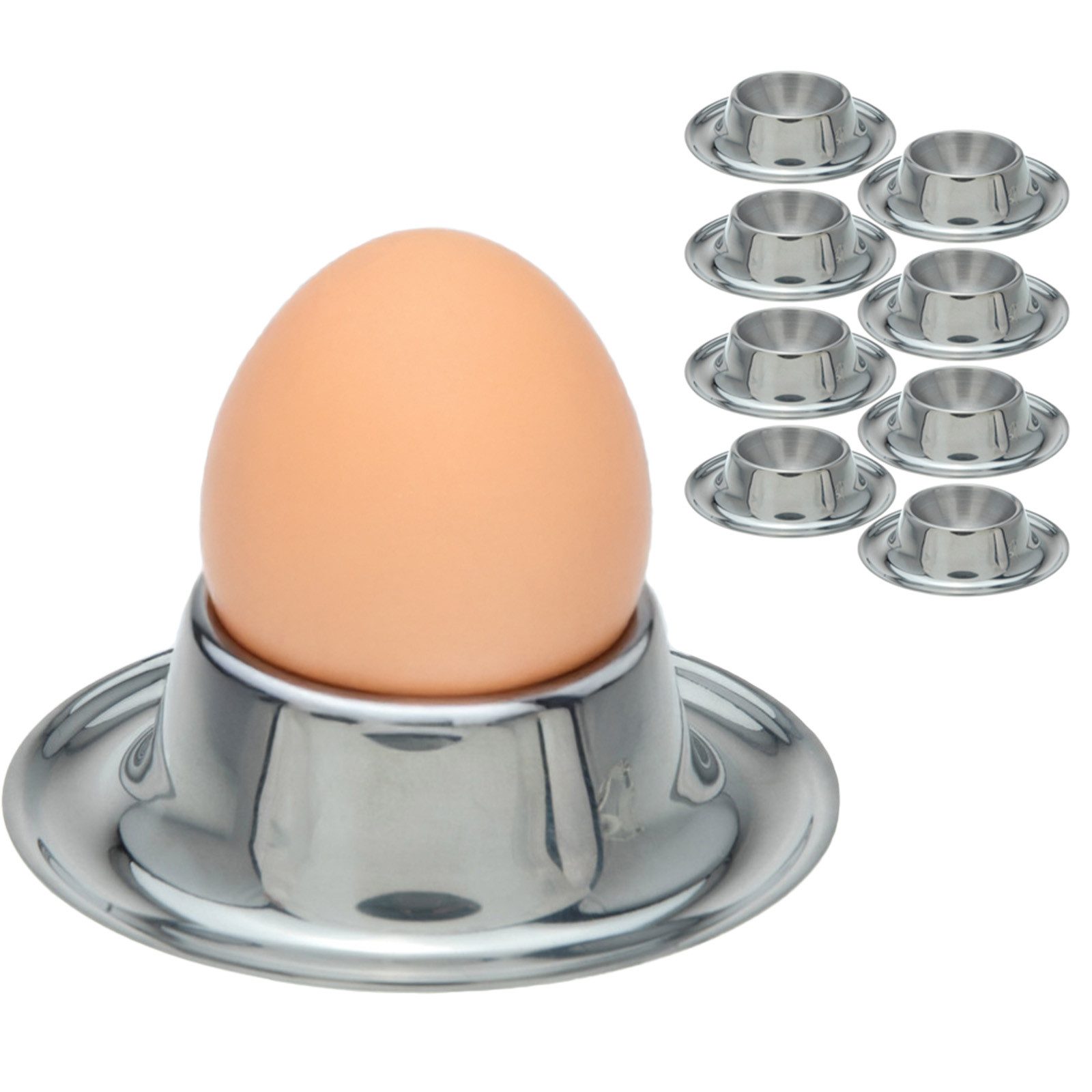 Koopman Eierbecher Edelstahl Rund 8er Set, (Set, 8-tlg., 8 Eierbecher), Set, Flach, Ø8cm, Lebensmittelecht, Spülmaschinengeeignet