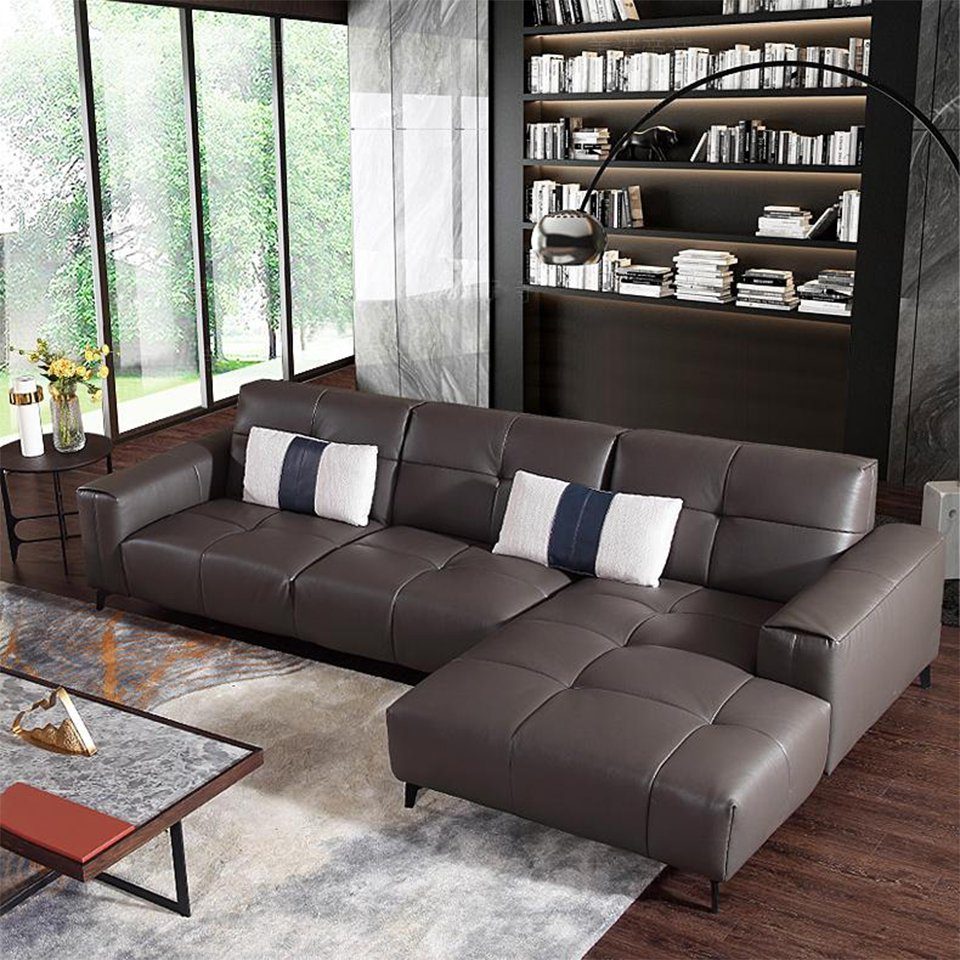 Ecksofa, Modern Wohnlandschaft Ecksofa JVmoebel Ledersofa Sofas Couch Design Esk L-form